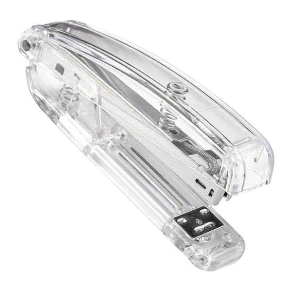 Silver Handheld Stapler, Ergonomic Grip, Easy Stapling, Acrylic Metal Office School Supplies, Minimalist Design