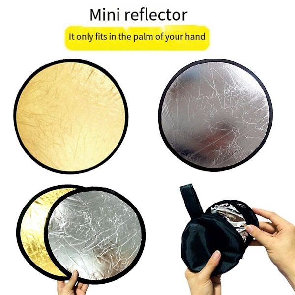 Fotoreflekter 2-i-1 Guld Silver Fällbar Mini Rund Bärbar Lämplig för Studio Diffusor