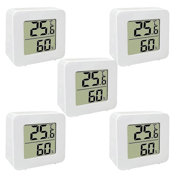5-pack Mini Digital LCD-display Temperatur och Fuktighet Meter Sensor Väggmonterad Inomhus Rum Väder