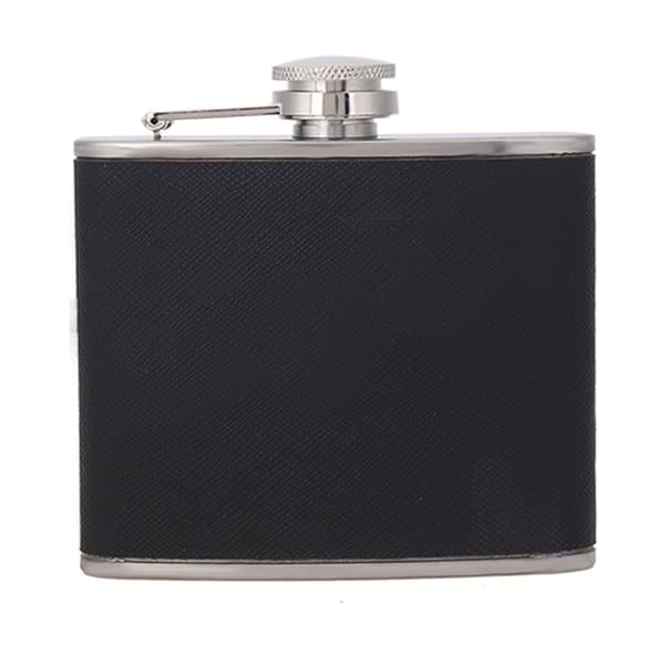 Bærbar hofteflaske i rustfritt stål med elegant lær, 5oz/150mL