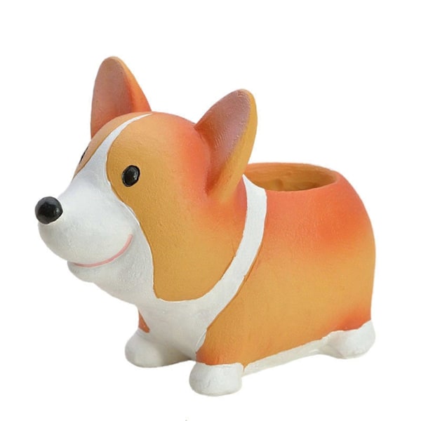 Qinghai Corgi Suckulent Planter Harts Pennhållare Skrivbordsdekor Pennhållare Kontor Hem Skola Bordsvalp Planter Present till Corgi-älskare