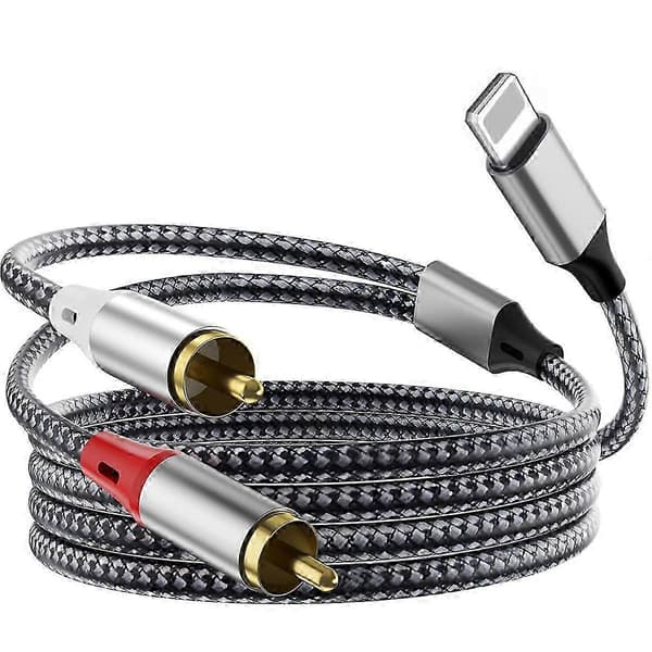 Elektrisk adapter RCA-kabel til iPhone, Lightning-kabel til RCA til iPhone iPad tablet Aux stereo-lydadapter til bil hjemmebiograf effektforstærker 1 m