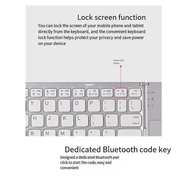 Bluetooth Tastatur Foldbar Trådløs Tastatur Touchpad til IOS/Android/Windows Tablet Mobiltelefon Nøgle