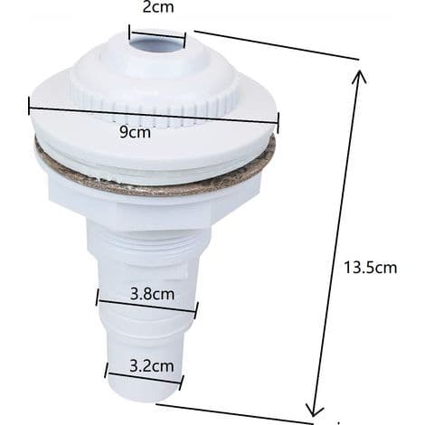 Ovanjordisk poolreturmunstycke – 32/38 mm slanganslutning – Svängled – 58 mm borrdiameter – Vit