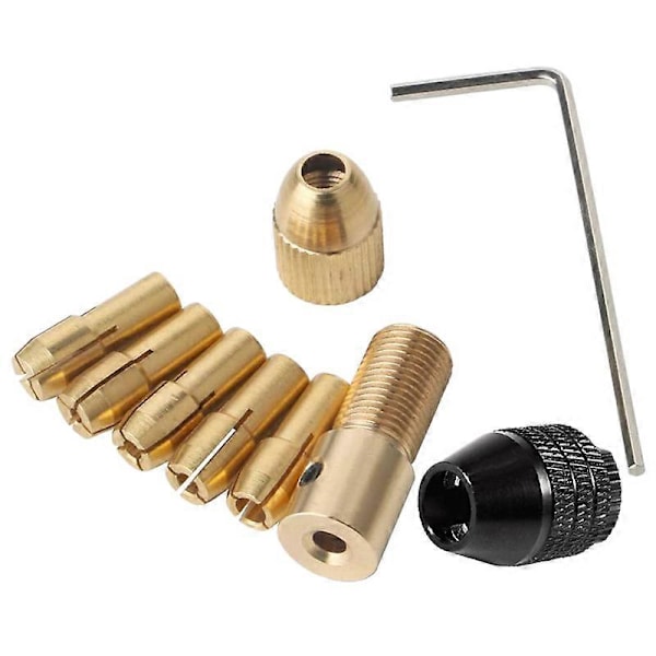 9 Delar 0.5-3mm Borrchuck Hylsor Set med 3.17mm Chuckklämma för Borrmaskin Kopparhatt Axel D