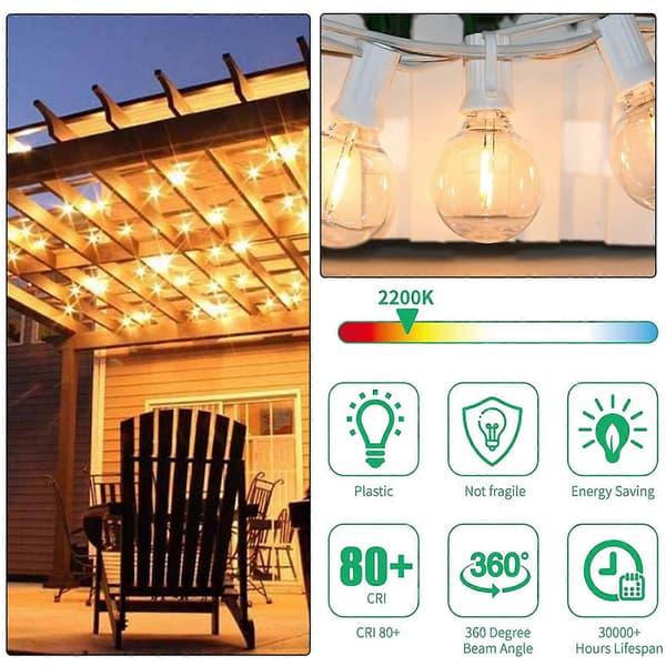 3 st G40 LED-ersättningslampor, E12 Skruvsockel Splittringsfria LED-globlampor för Solar String L