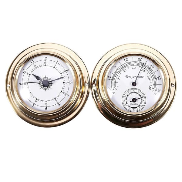 Termometer Hygrometer Barometer Klockor Klocka 2 Hela Set Väderstation Mätare