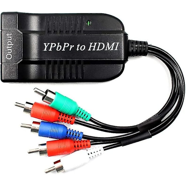 Ypbpr til HDMI Konverter Adapter, Komponent til HDMI, 5rca Rgb Ypbpr til HDMI Konverter Støtter 1080p Video Audio Konverter Adapter Kompatibel med DVD