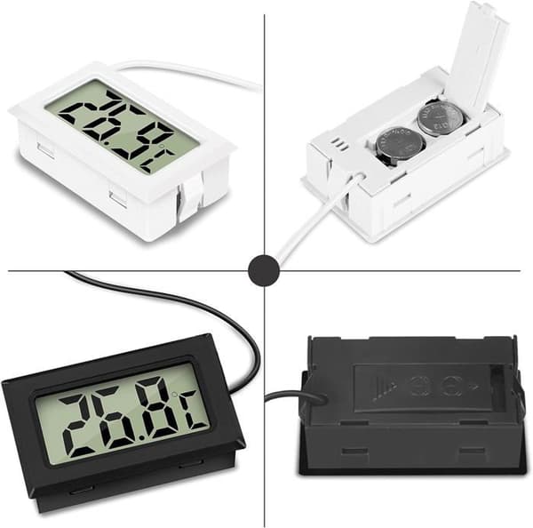 Mini LCD digitalt termometer med temperaturprobesensor for akvarium og kjøleskap (2 * svart 2 * hvit)