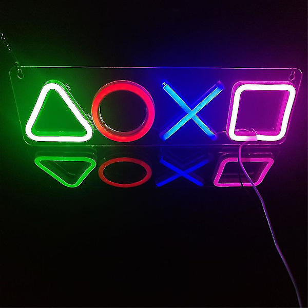 LED Spelrum Ikon Ljus Spel Transparent Neon Skylt Väggmonterad Ljuslist Fest Dekoration