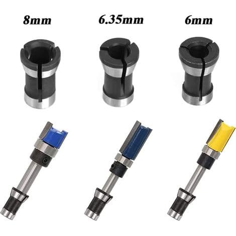 3-delt borepatronadapterkit 6mm/6.35mm/8mm borepatron til borepatron fræsepatron tilbehør NPTERBL