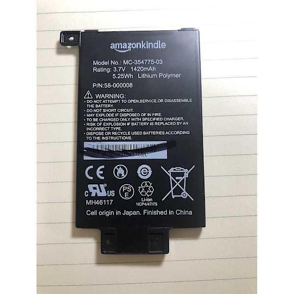 1420mAh Mc-354775-05 S13-r1-d 58-000049 Batteri Kompatibel med Amazon Kindle Paperwhite 2/3 Kpw2 Kpw3 + Spor Nummer + Værktøjer