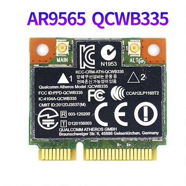 AR9565 WiFi-kort QCWB335 Mini PCIE Bluetooth 4.0 150Mbps 2.4G til XP Win7 Win8 Linux System