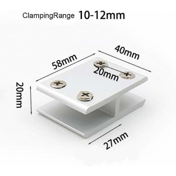 4-pack 180 graders glasklämmor för fixering av glas på båda sidor av dusch, bord, paneler, klämma 10-12 mm