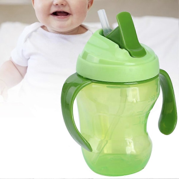260ml Dobbel Håndtak Baby Barn Sklisikker Lekkasjesikker Vann Drikke Lærekopp (Grønn)