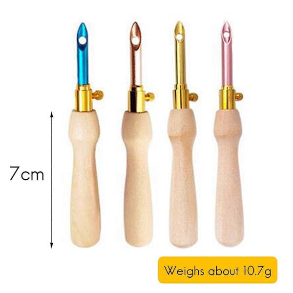 4 st Punch Needle Broderikit Trä Garn Punch Needle Virknål Broderipenna DIY Hantverk Sömnad Applikation Sömnadsverktyg