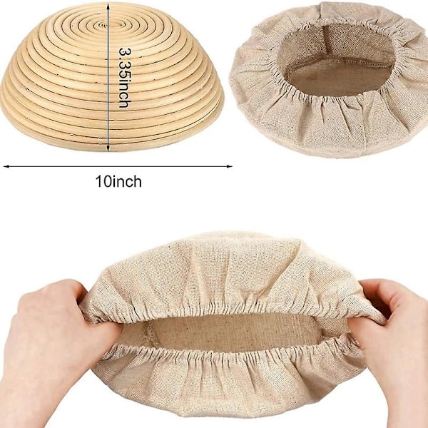 Rundt Brødhevingskurv Klutforing Surdeigs Banneton Hevingsklut Naturlig Rattan Baking Deigkurv Deksel