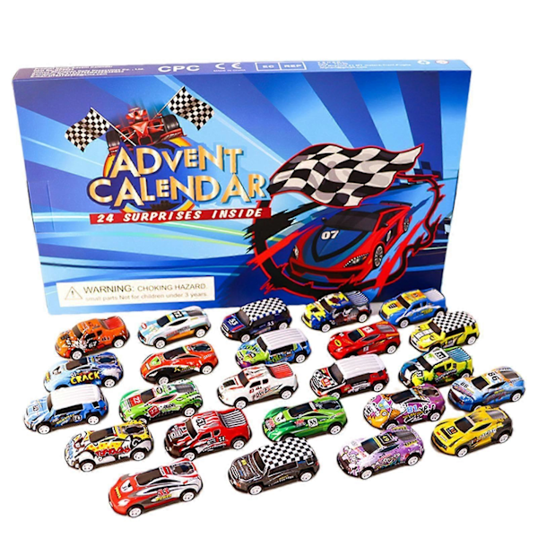 Christmas Toy Car Advent Calendar | 24 Day Countdown Calendar with Toy Racing Cars | 24 1:64 Scale Cars for Christmas Stocking Stuffers, Party Decorat