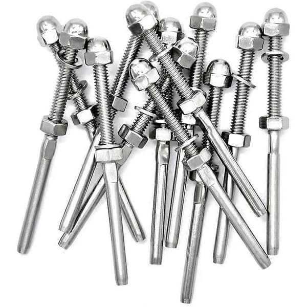 12 Pak Trådede Terminal Stud 316 Rustfrit Stål Marine Grade Stud End Fitting Terminal til 3/16