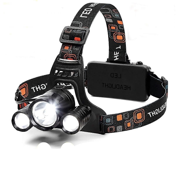 PIAO LED Headlamp 6000 Lumen Flashlight, 4 Modes Light, Rechargeable 18650 Headlight, Waterproof Hard Hat Light, Running Bright Head Lights, Hunting o