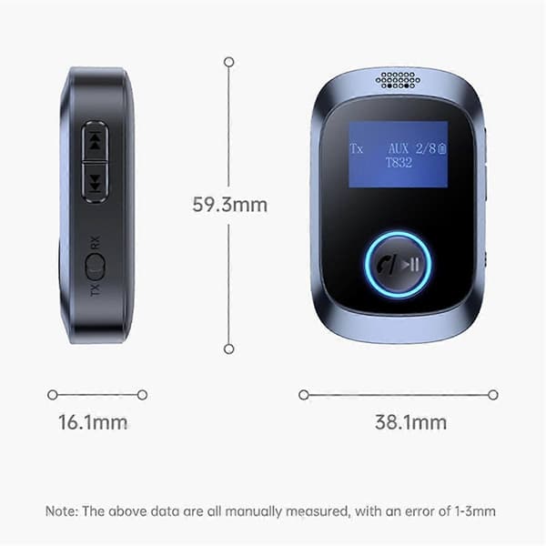 AUX Bluetooth 5.4 Biladapter Bluetooth Mottaker Trådløs Lydmottaker for Musikk/Håndfri Samtale