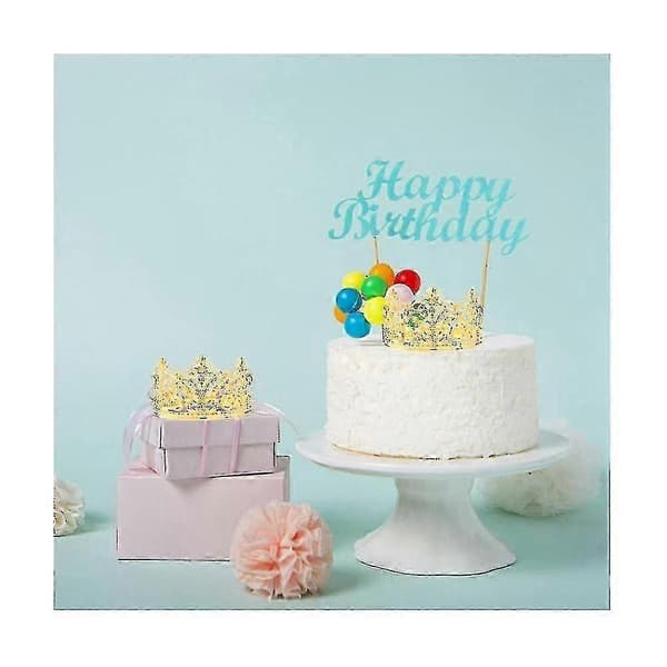 6 stk. Guld Mini Krone Kagepynt Prinsesse Lille Cupcake Toppers Krone