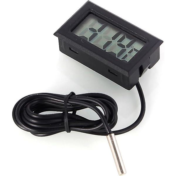 Digital LCD Termometer Temperaturmätare med Extern Sond för Kyl Frys Kylskåp Akvarium - Svart batteri ingår ej