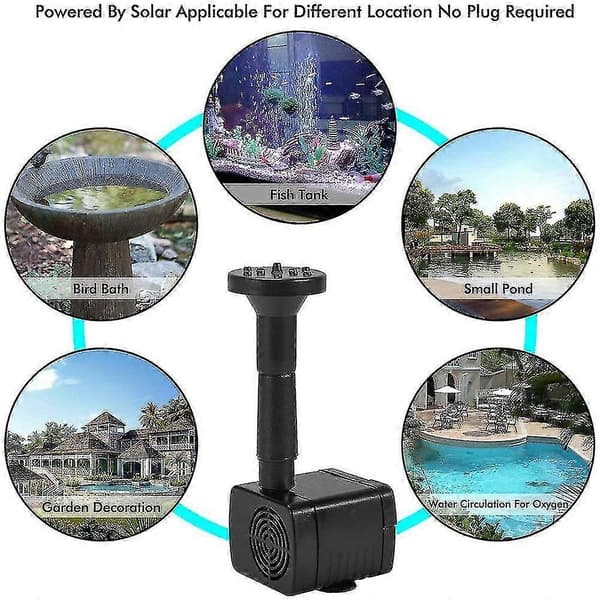 Solcellsdriven fontänpump, 1,5W solcellsvattenpump solpanelkit