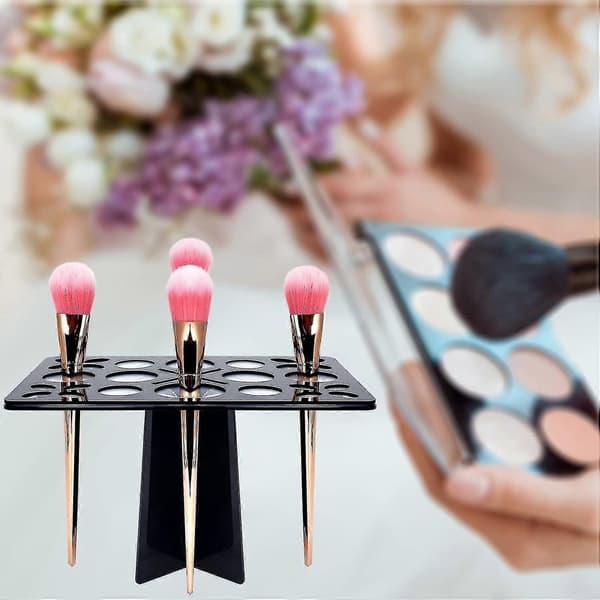 Foldbar Makeupbørste Organizer Børsteholder Bærbar Tørrestativ Makeupbørster