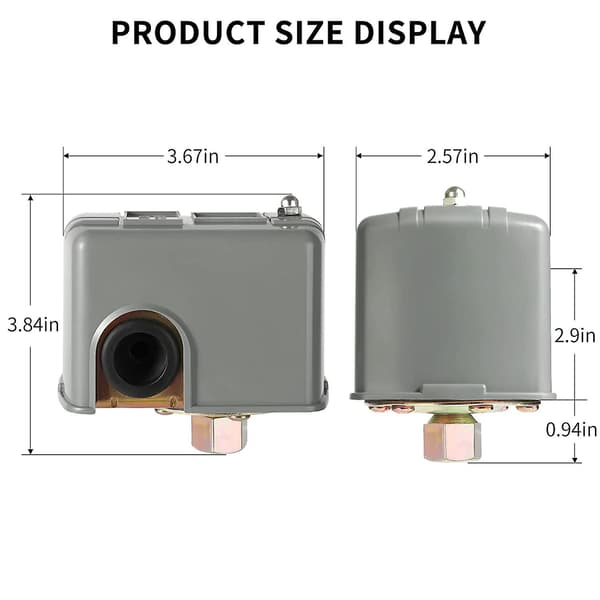 Trycksensor för Pump, 40-60Psi Vattentryckssensor Justerbar Differens, 1/4 Tums Honanslutning