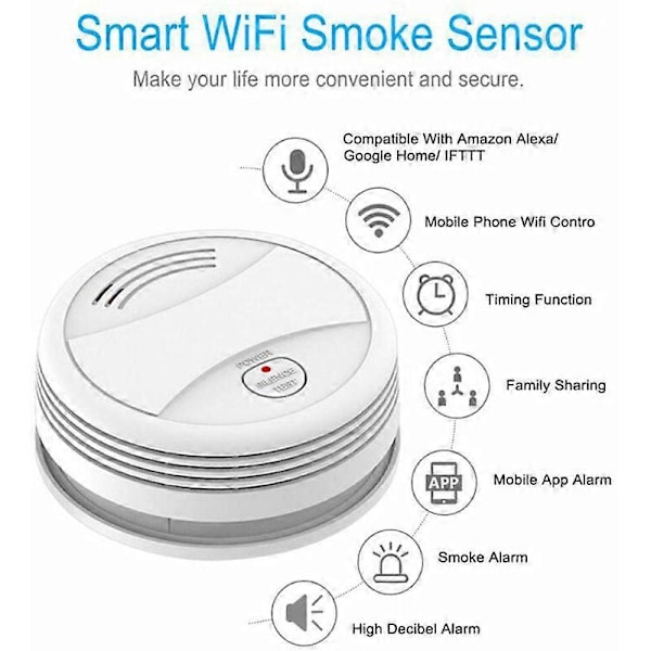 Smart WIFI Rökdetektor WiFi Detektor Rökdetektor Rökdetektor