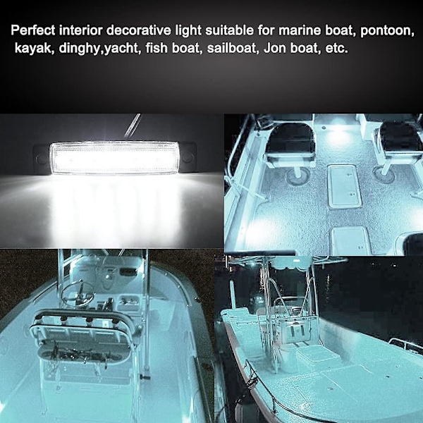 6 st LED-båtslampor Marine Courtesy Light Strip Däck Akterspegel Cockpit Navigationsbelysning Vattentät 12V, Vit