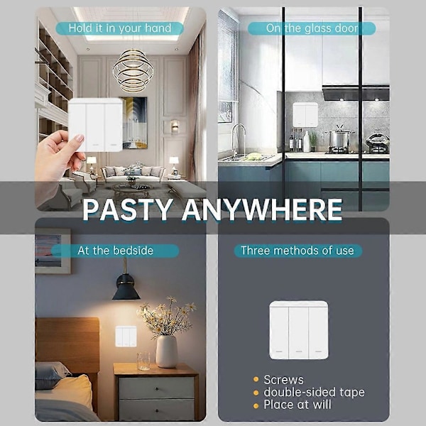 3 stk. Trådløs Lys Vægafbryder RF 433Mhz Relæmodtager med 1x 3-Gangs Panelafbryder LED Fjernbetjening til LED Lampe