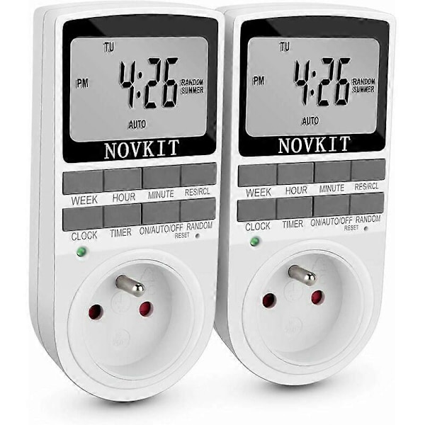 Elektrisk og Digital Stikkontakt Timer, Digital Stikkontakt Timer med 10 Daglige Ugentlige Programmer med Tyverisikringstilstand og Stor LCD-Skærm, Spar Strøm (P