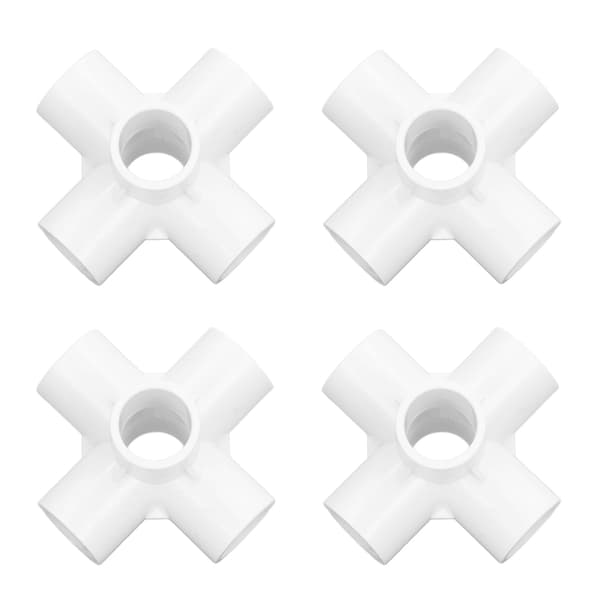 10 stk. 6-vejs rørfittings PVC-plast rørhjørneforbindelse 20 mm indvendig diameter hvid