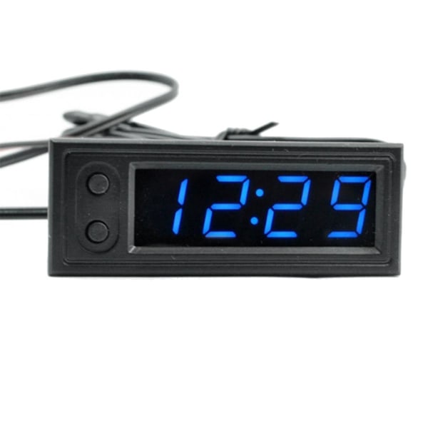 Bilklocka Universal Automotive Digital klocka Datum 3 i 1 LCD-skärm Elektronisk temperatur Noctilu