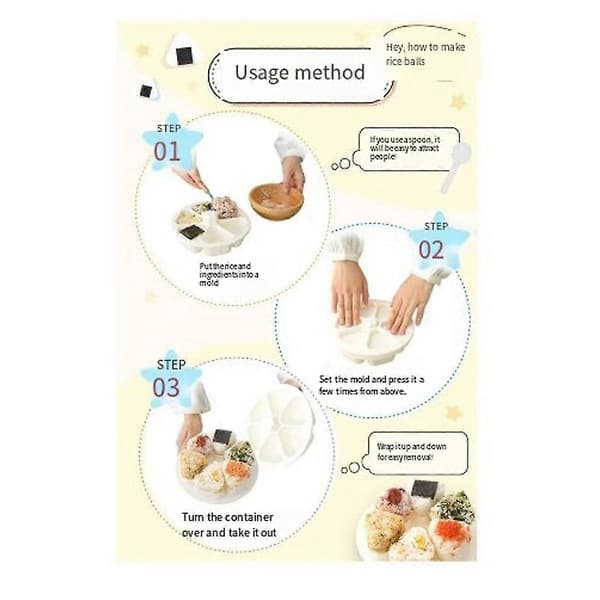 Onigiri Maker, Risballform, Kan Lage 6 Risballer Samtidig, Risballmaskin, Rask, Hygienisk