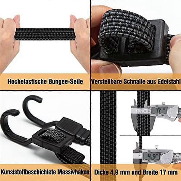 Bungee med krokar, 4 st expanders med krokar, 100 cm justerbar elastisk rem för cykelhållare, Mot