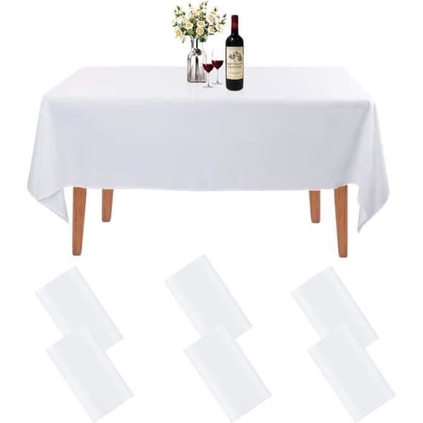 Rektangulær duk - Hvit - 6 stk - Vanntett - Vaskbar - 137x274 cm