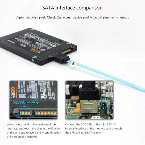 Mini Sas 8087 till 4 Sata Sas 36p till Sata3.0 Solid State Drive-kabel Hårddisk Datakabel Sas3.0 30aw