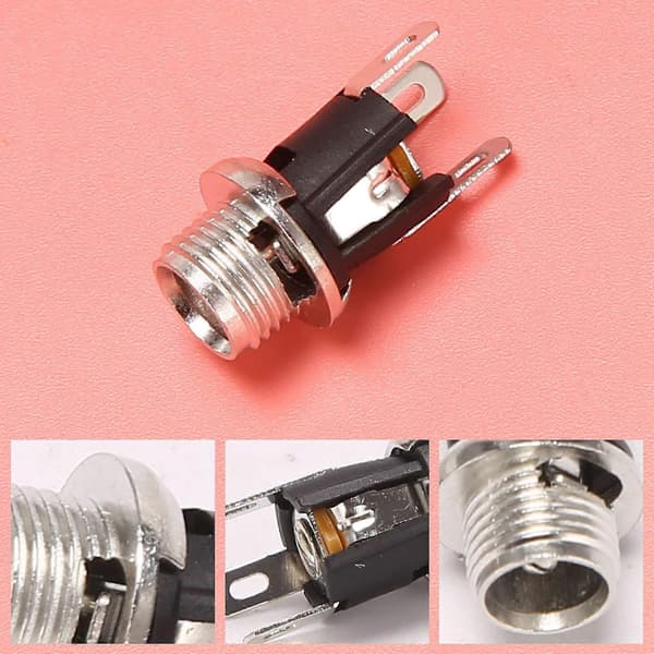 5 stk. 5,5 mm x 2,1 mm DC-strømkontakt, hun, panelmontert kontakt