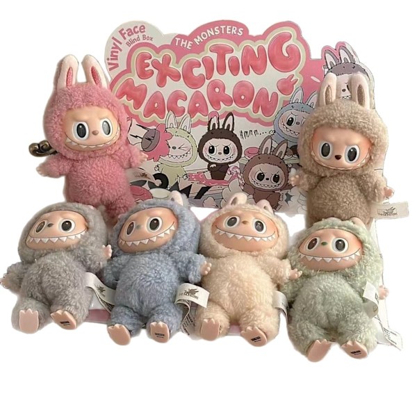 6-pack FÖR POP MART LABUBU Monster Spännande Macaron Plyschdocka Leksak Blind box (slumpmässig färg)-Perfekt 1 Six pack