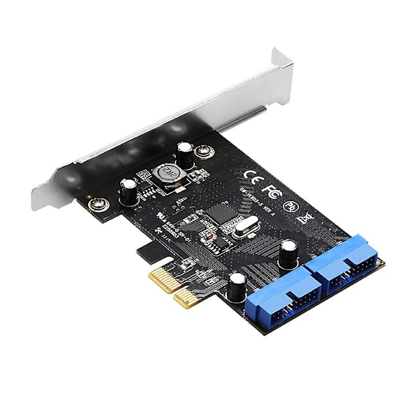 PCI Express USB 3.0 19-pins Utvidelseskort PCIE 1X til 2 porter USB 3 19-pins Adapter Intern USB3 20P