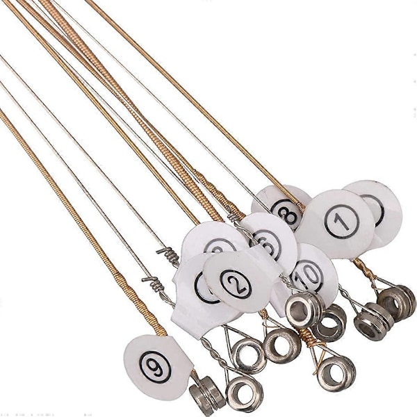 10 stk Stemmeskruer & 10 stk Nitter, med L-formet Stemmenøkkel, 10 strenger Laiyaqin strenger for Lyre Harpe S