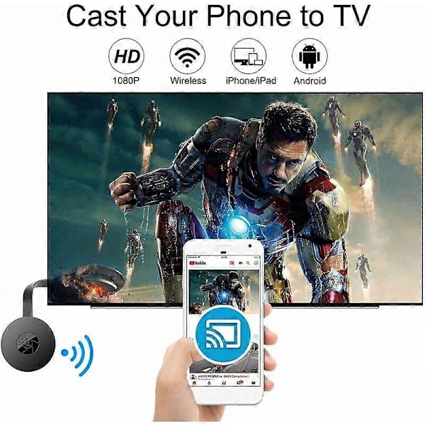Trådløs HDMI-dongle for strømming, trådløs skjermmottaker, Cast for iPhone/iPad/Android/iOS/Windows/Mac Laptop, PC til TV