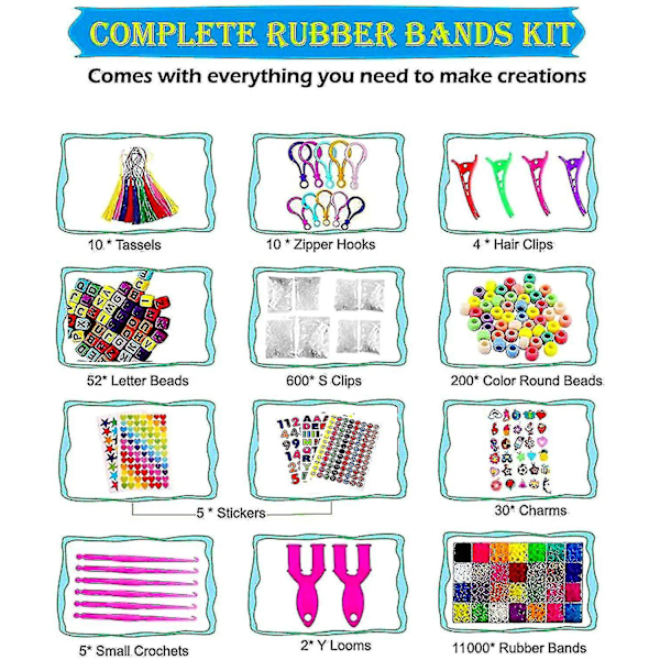 12 000+ Färgglada Loom Bands Set, Julklapp Gummiband För