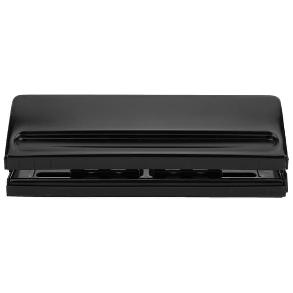 Adjustable 6-Hole Paper Punch, Office Puncher, Black Non-Slip Base