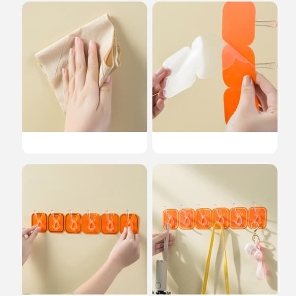 Self-adhesive Acrylic Wall Hooks, Cuttable and Punch-free, Multifunctional Storage Shelf for Kitchen, Bathroom