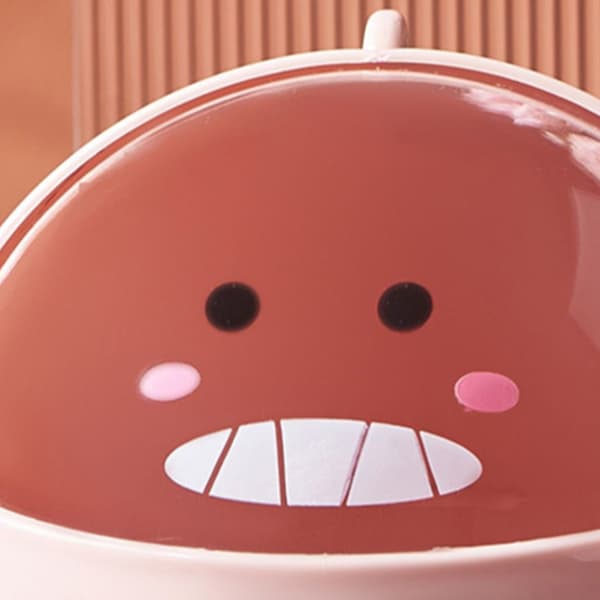 Small Plastic Trash Can with Lid, Cute Desktop Container for Tabletop, Home Office, Pink, Easy Storage