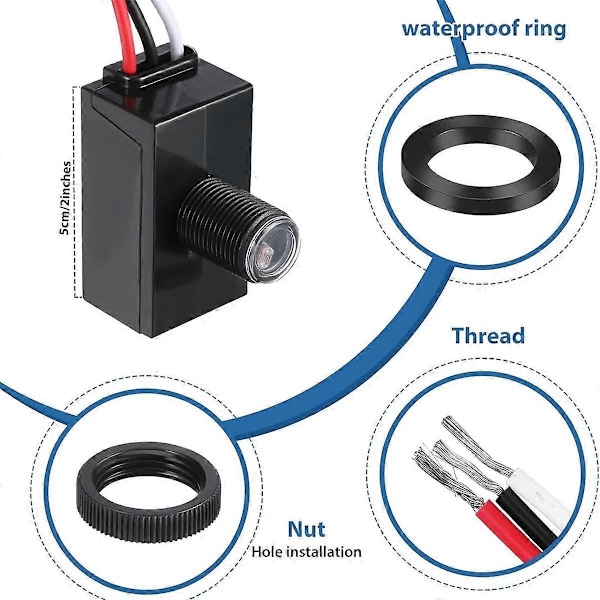 2 stycken skymnings- till gryningsensor för utomhusbelysning 120-277V Fotoelektrisk brytare Fotocell Ljuskänslig